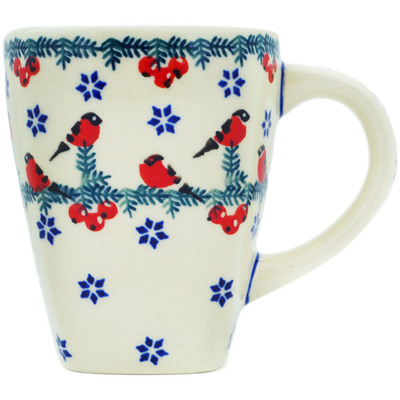 Polish Pottery Mug 14 oz Winter Bullfinch