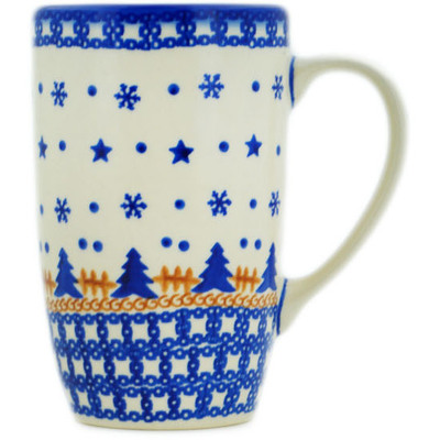 Polish Pottery Mug 14 oz Winter Snow