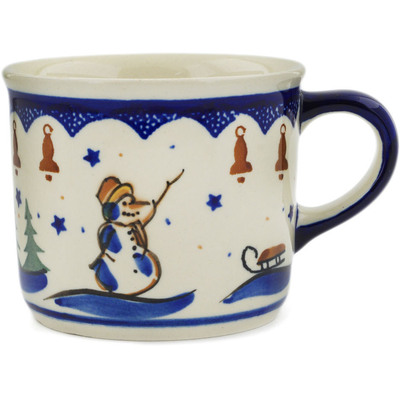 Polish Pottery Mug 14 oz Winter Snowman