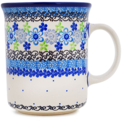 Polish Pottery Mug 15 oz Blue And Green Flower Dream