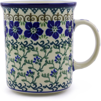 Polish Pottery Mug 15 oz Blue Dogwood