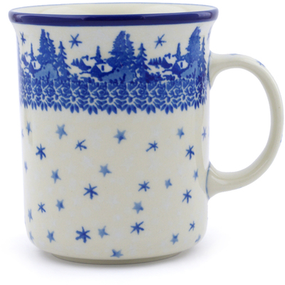 Polish Pottery Mug 15 oz Blue Winter