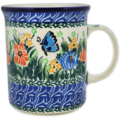 Polish Pottery Mug 15 oz Butterfly Love UNIKAT