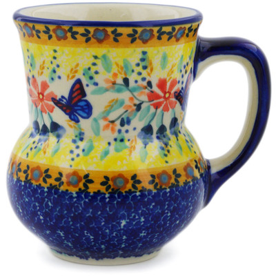 Polish Pottery Mug 15 oz Butterfly Summer Garden UNIKAT