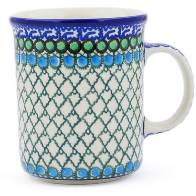 Polish Pottery Mug 15 oz Emerald Basket UNIKAT