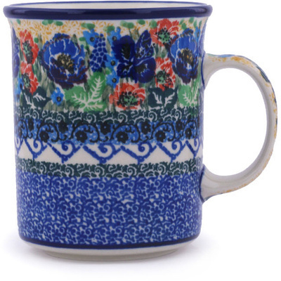 Polish Pottery Mug 15 oz Lupines And Roses UNIKAT