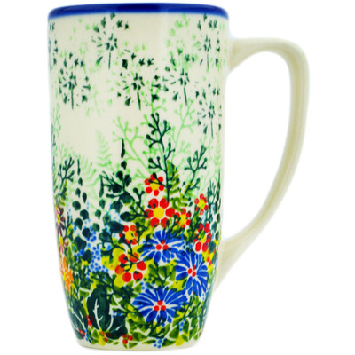 Polish Pottery Mug 15 oz New Life UNIKAT