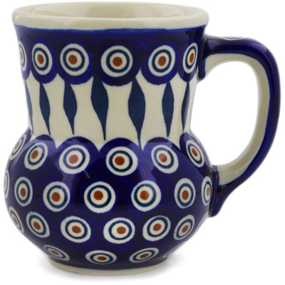 Polish Pottery Mug 15 oz Peacock Leaves