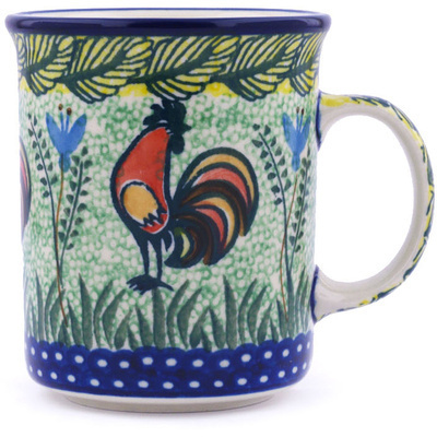 Polish Pottery Mug 15 oz Rooster Parade UNIKAT