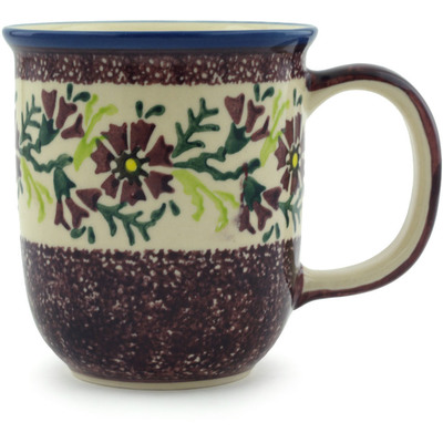Polish Pottery Mug 15 oz Sweet Purple Floral