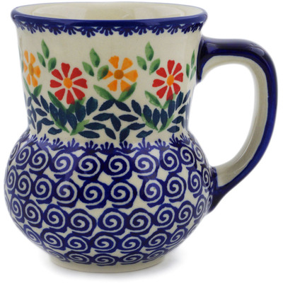 Polish Pottery Mug 15 oz Wave Of Flowers