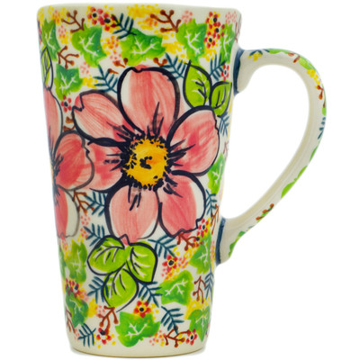 Polish Pottery Mug 15 oz Wild Peonies UNIKAT