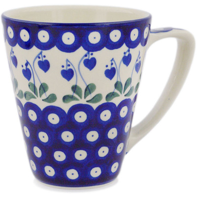 Polish Pottery Mug 16 oz Bleeding Heart Peacock