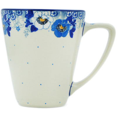 Polish Pottery Mug 16 oz Blue Spring Blue