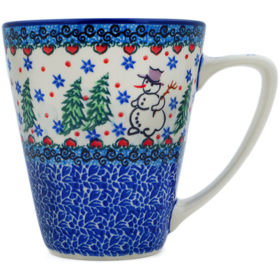 Polish Pottery Mug 16 oz Dancing Snowman UNIKAT