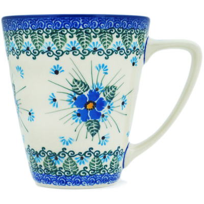 Polish Pottery Mug 16 oz Forget Me Not UNIKAT