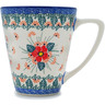 Polish Pottery Mug 16 oz Pink Forget Me Not UNIKAT