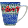 Polish Pottery Mug 16 oz Red Pansy
