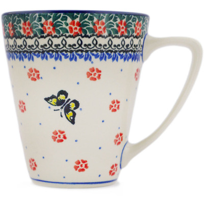 Polish Pottery Mug 16 oz Spring Butterfly