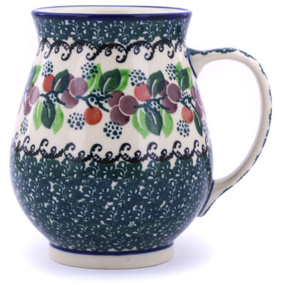 Polish Pottery Mug 17 oz Berry Garland