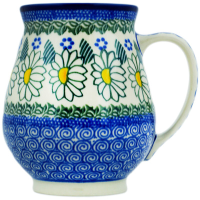 Polish Pottery Mug 17 oz Crazy Daisy