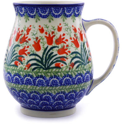 Polish Pottery Mug 17 oz Crimson Bells