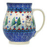 Polish Pottery Mug 17 oz Dancing Snowman UNIKAT