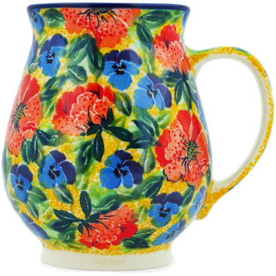 Polish Pottery Mug 17 oz Flowers Collected On A Sunny Day UNIKAT