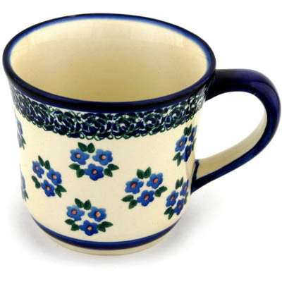 Polish Pottery Mug 17 oz Forget Me Not Dots