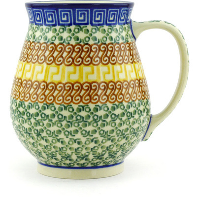 Polish Pottery Mug 17 oz Grecian Sea