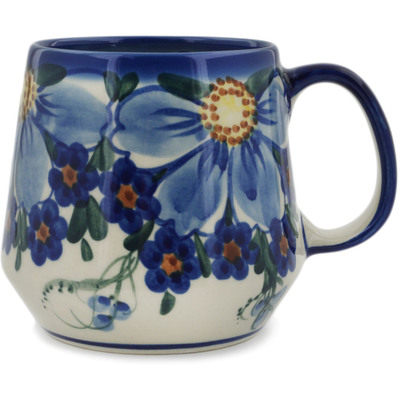 Polish Pottery Mug 17 oz Himalayan Blue Poppy UNIKAT