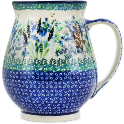 Polish Pottery Mug 17 oz Lavender Meadow UNIKAT