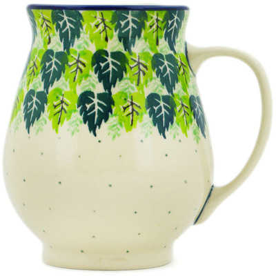 Polish Pottery Mug 17 oz Leaves Of Green