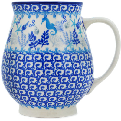 Polish Pottery Mug 17 oz Oceans Of Blue
