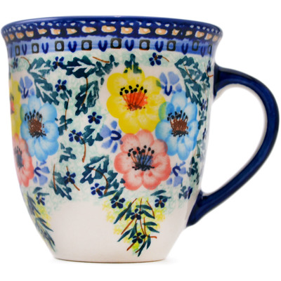 Polish Pottery Mug 17 oz Pastel Blooms UNIKAT
