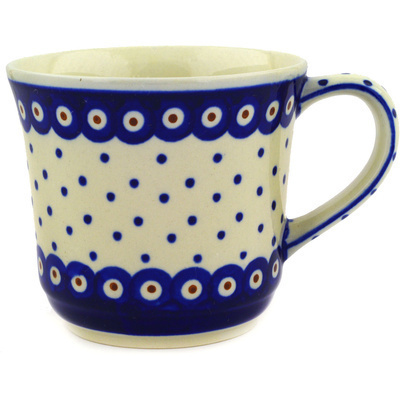 Polish Pottery Mug 17 oz Peacock Dots