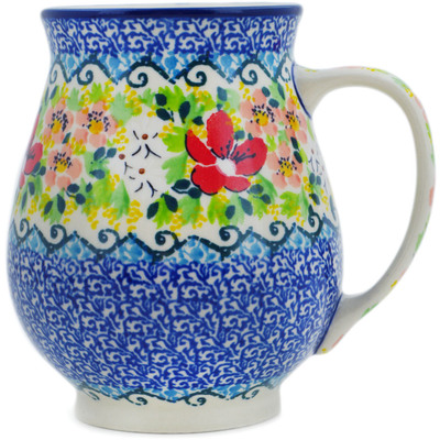 Polish Pottery Mug 17 oz Petal Dance UNIKAT