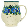 Polish Pottery Mug 17 oz Stormy Poppy Chain