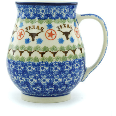 Polish Pottery Mug 17 oz Texas State