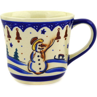 Polish Pottery Mug 17 oz Winter Snowman