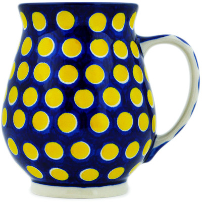 Polish Pottery Mug 17 oz Yellow Dots