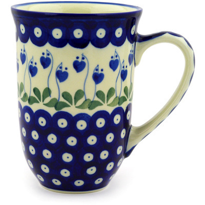 Polish Pottery Mug 19 oz Bleeding Heart Peacock