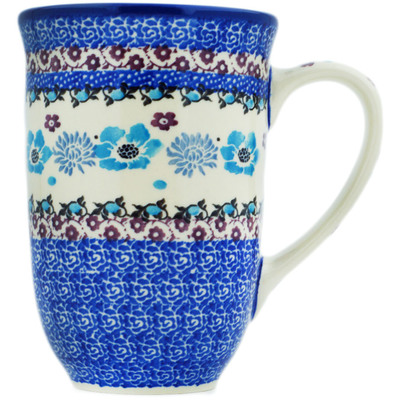 Polish Pottery Mug 19 oz Blooming Blues