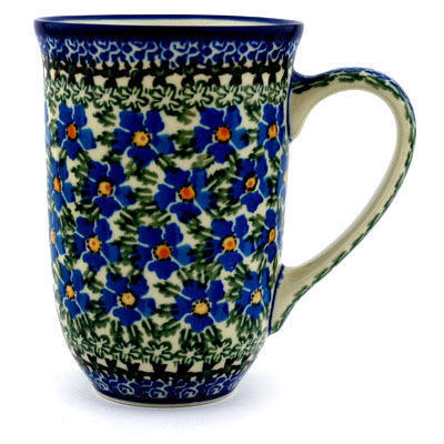 Polish Pottery Mug 19 oz Blue Daisy Dream UNIKAT