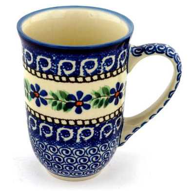 Polish Pottery Mug 19 oz Blue Daisy Swirls