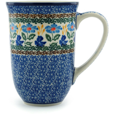 Polish Pottery Mug 19 oz Blue Forget-me-nots