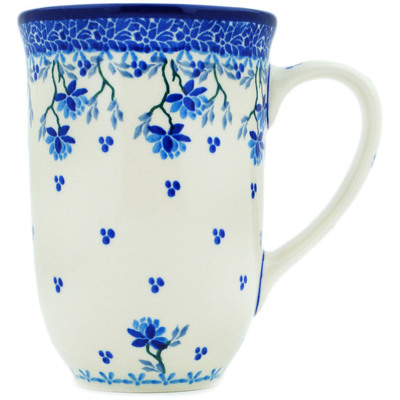 Polish Pottery Mug 19 oz Blue Grapevine
