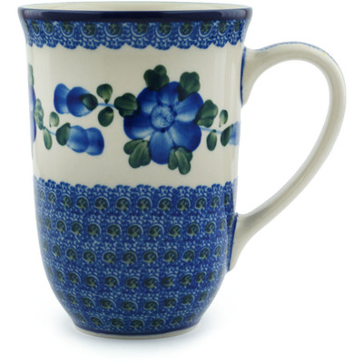 Polish Pottery Mug 19 oz Blue Poppies