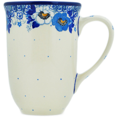 Polish Pottery Mug 19 oz Blue Spring Blue