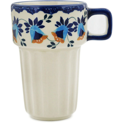 Polish Pottery Mug 19 oz Campanula Flower UNIKAT